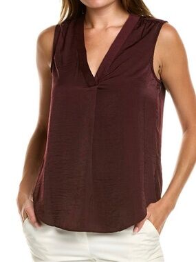 Vince Camuto Sleeveless V-Neck Tank in Deep Wine